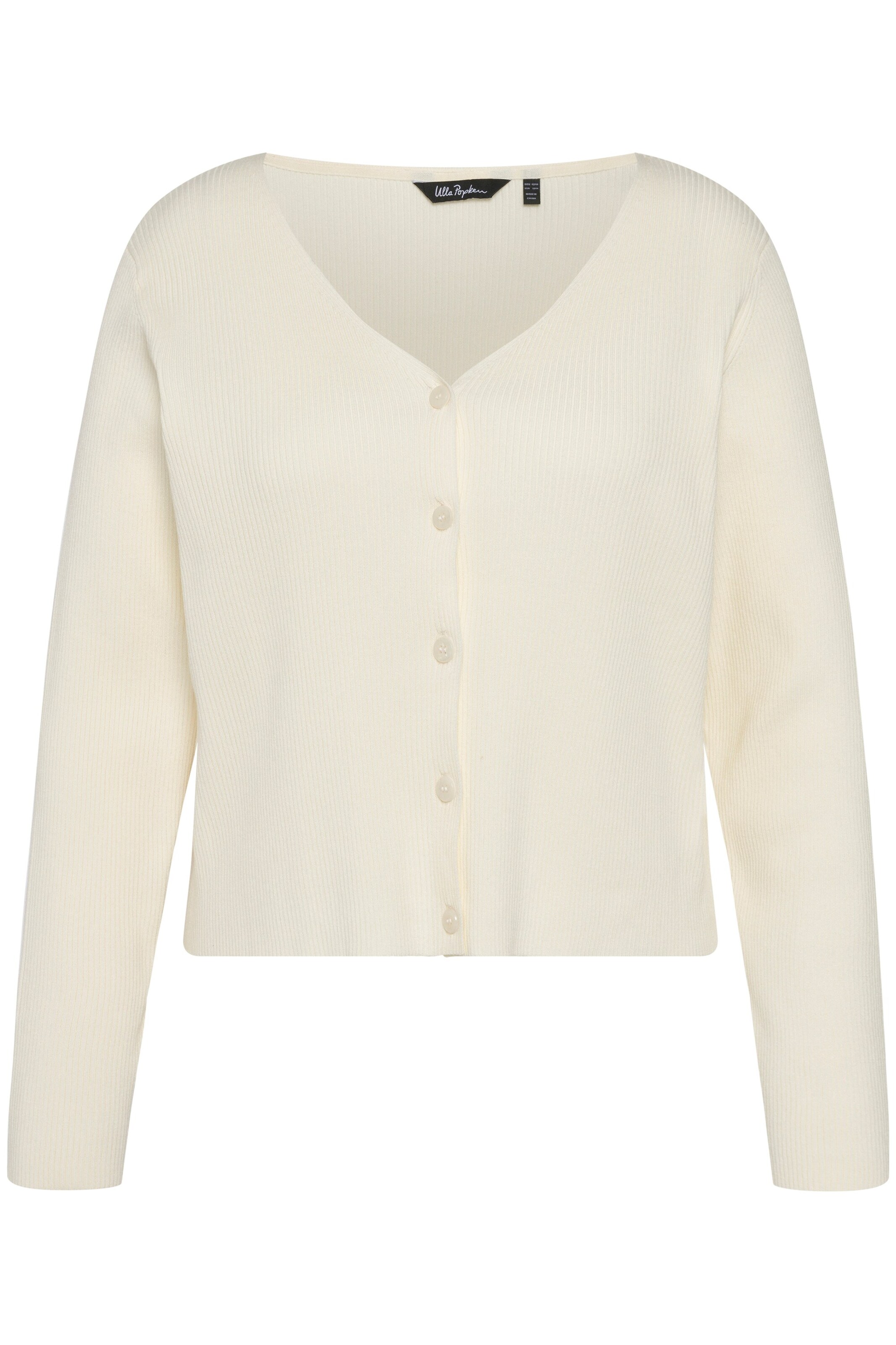 Ulla Popken Gebreid vest voor dames, grote maten, plussize, V-hals, 3/4