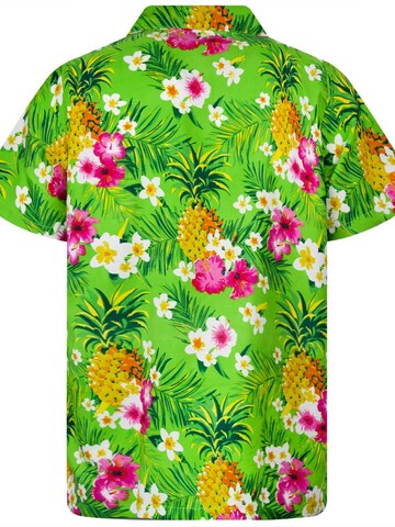 King Kameha Regular fit Button Up Shirt 'Pineapple Flowers' in Green