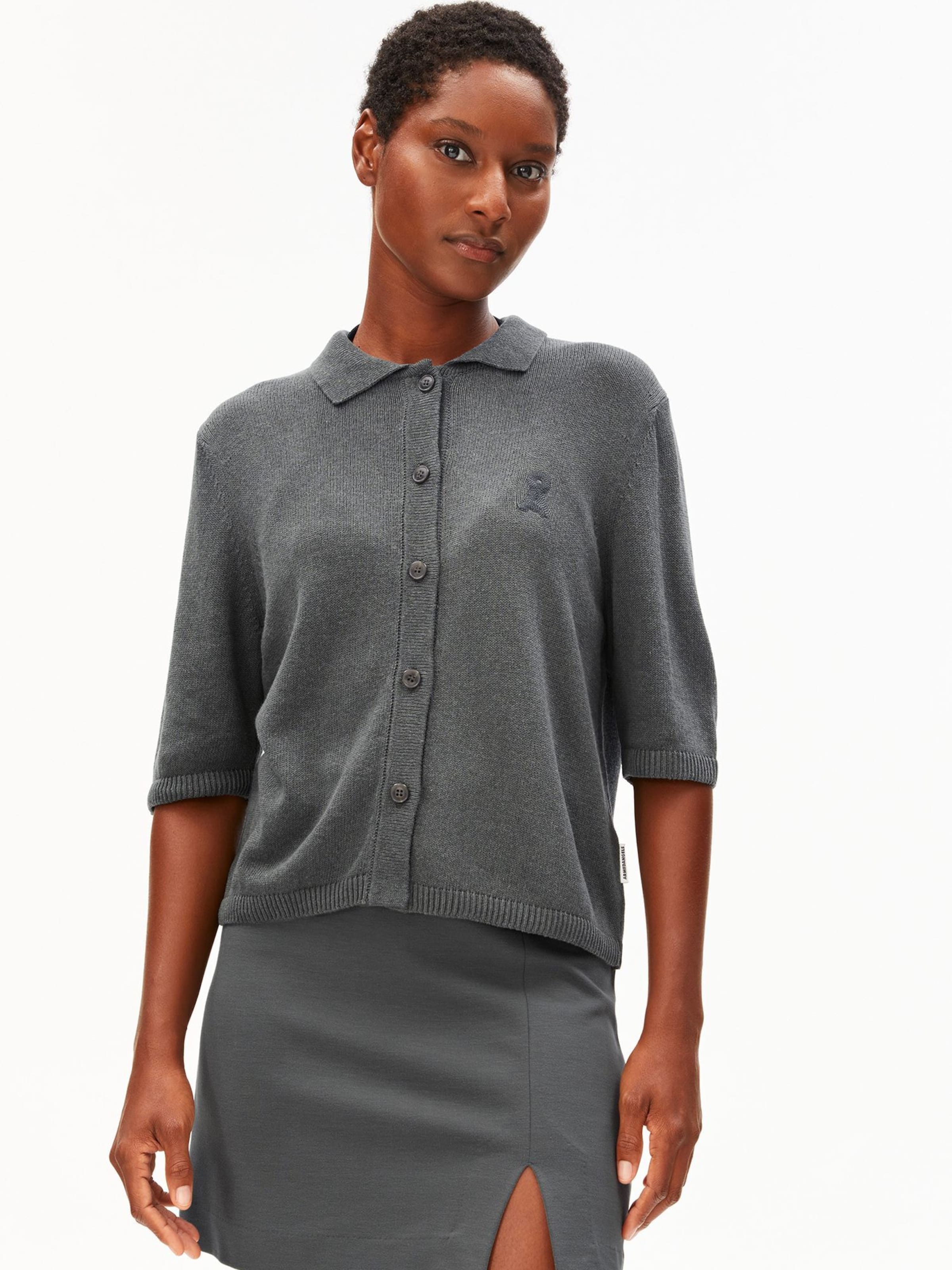 ARMEDANGELS Strickjacke LINO BLEND in Grau: Vorderseite