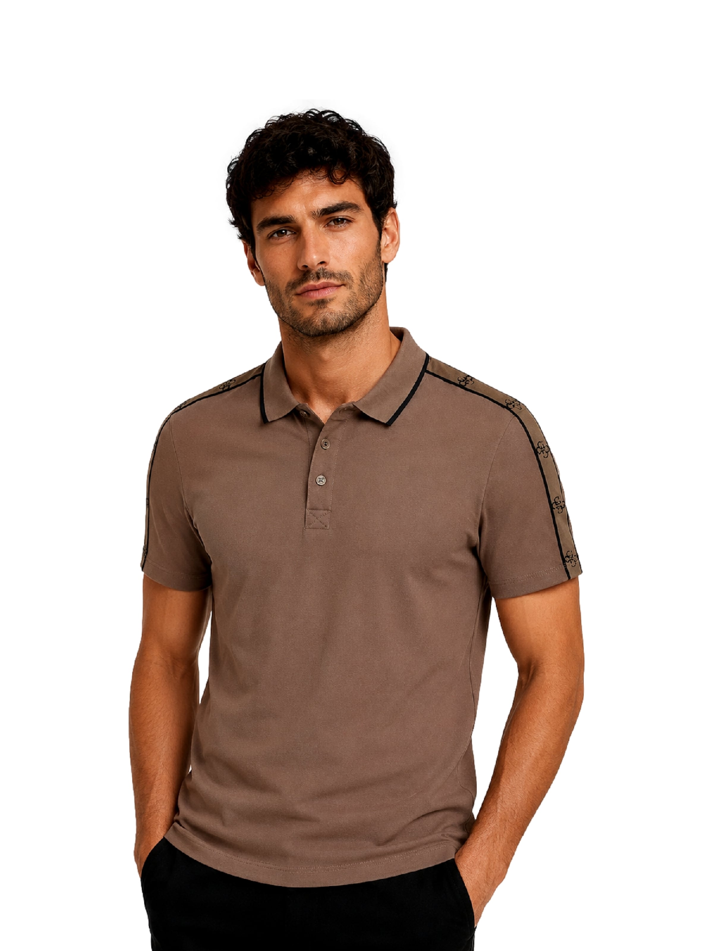 GUESS Тениска 'Guess Quattro' в бежово: отпред