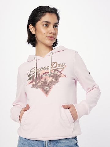 SuperdrySweater majica - roza boja: prednji dio