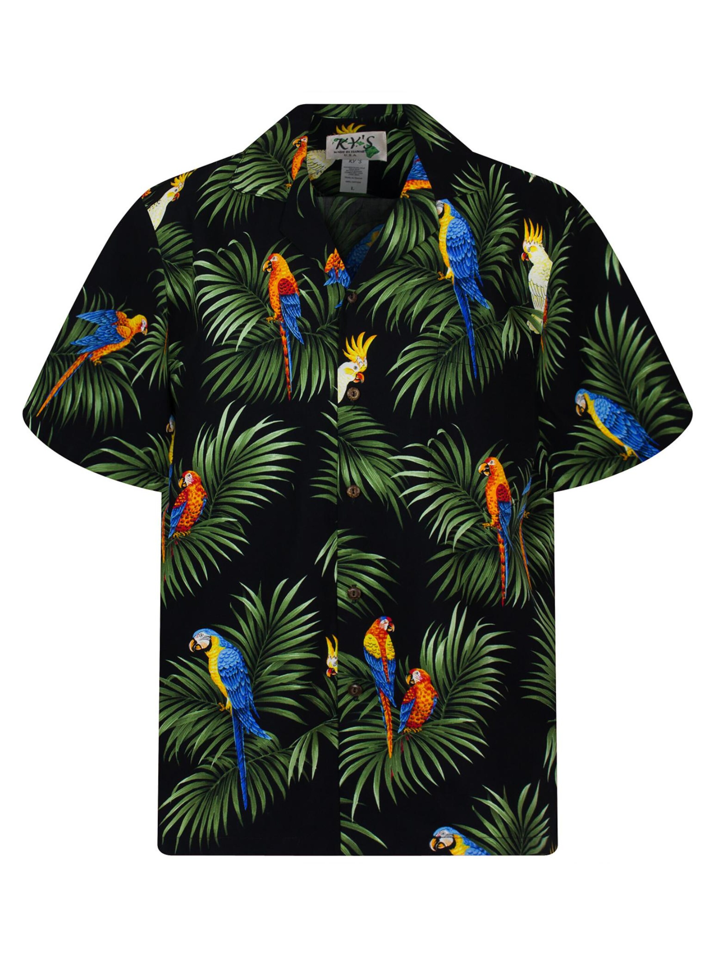 KY's Regular fit Button Up Shirt 'Kakadu Allover' in Black: front