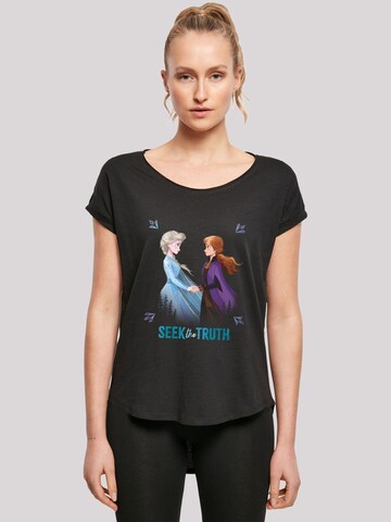 F4NT4STIC Shirt 'Disney Frozen 2 Elsa And Anna Seek The Truth' in Zwart: voorkant