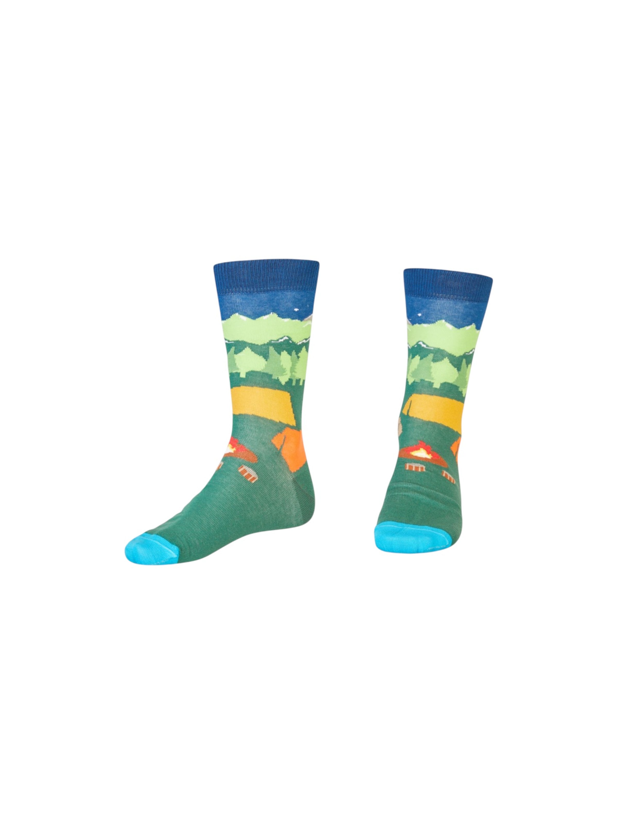 AbgeStrumpft Socks 'Camping' in Green: front