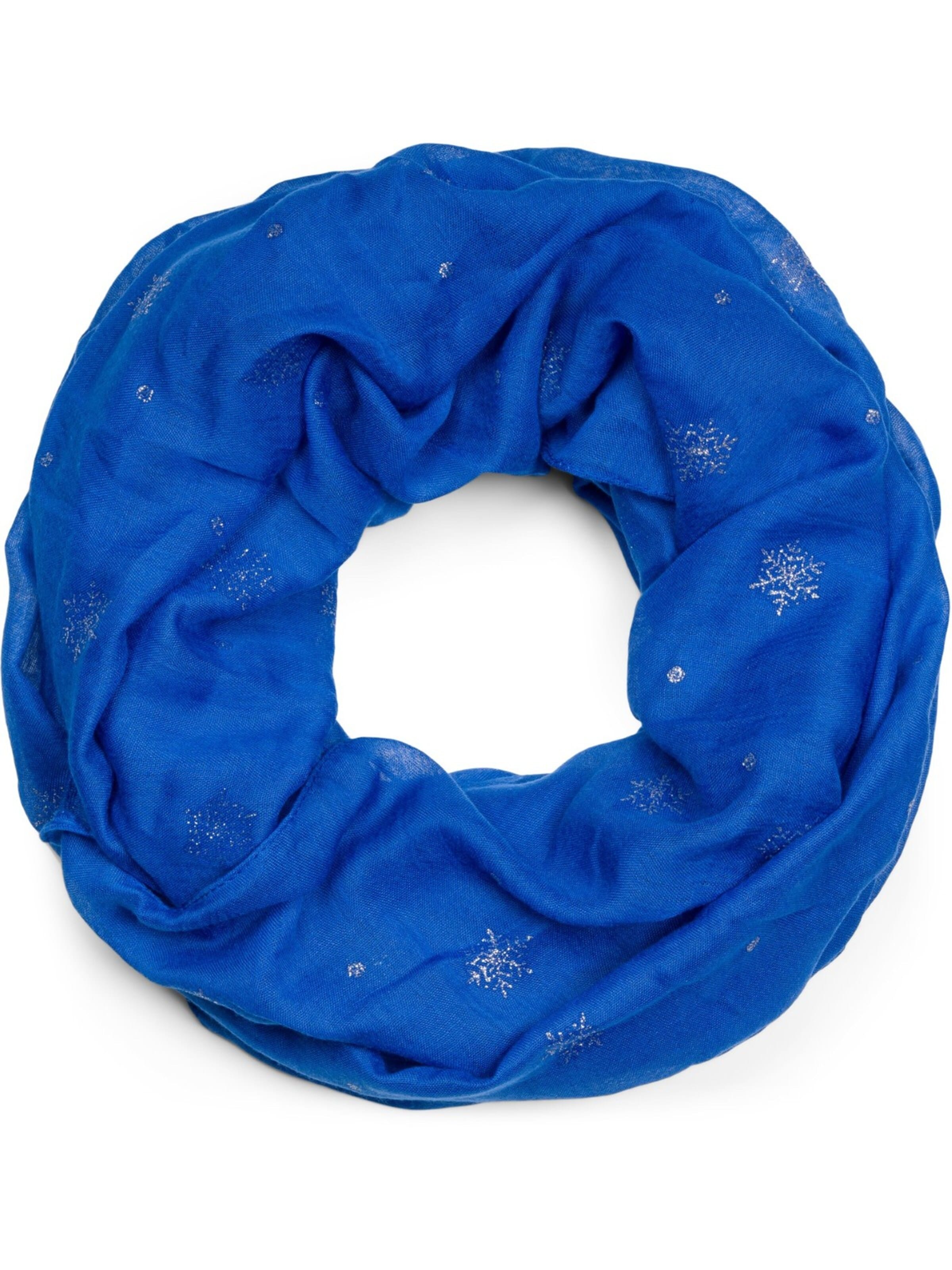 styleBREAKER Schlauchschal 'Loop mit glitzerndem Schneeflocken Print'‌‌‌‌‌‌‌‌‌ in Blau: Vorderseite