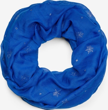 styleBREAKER Schlauchschal 'Loop mit glitzerndem Schneeflocken Print' in Blau: Vorderseite