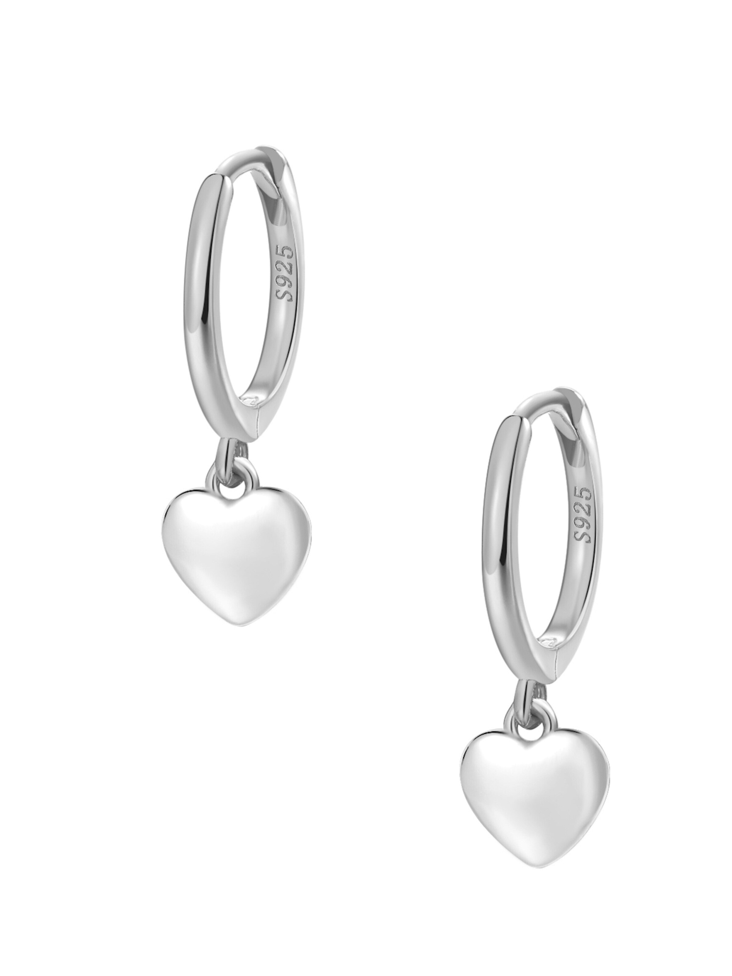 Hey Happiness Ohrringe 'Heart Huggie'‌‌‌‌‌‌‌ in Silber: Vorderseite
