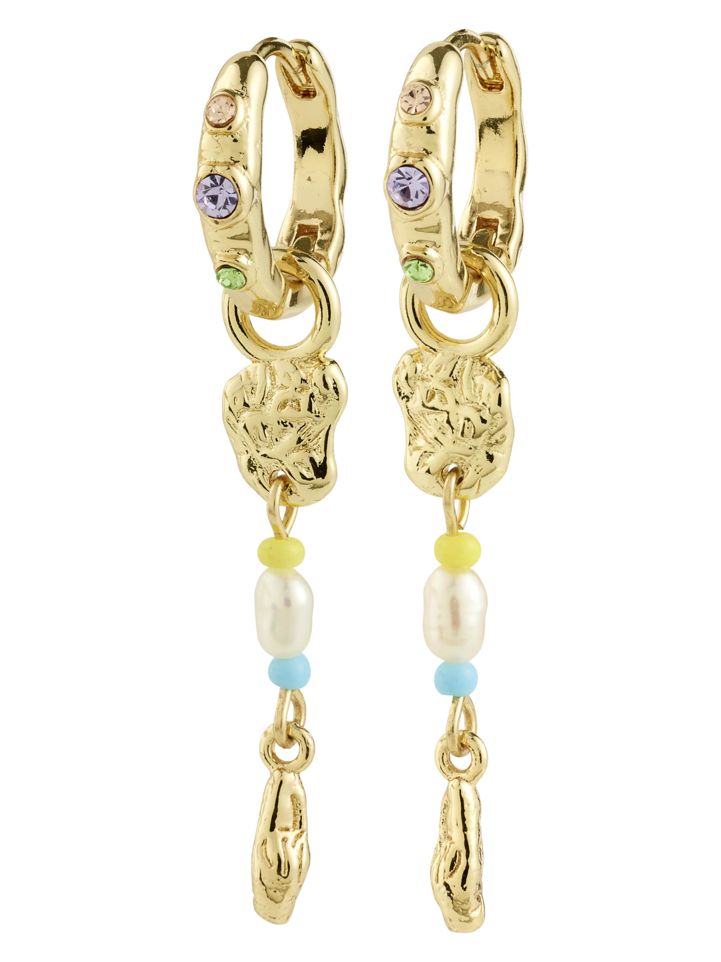 Pilgrim Naušnice 'Ellington' u svijetloplava / zlatna / zelena / biserno bijela, Pregled proizvoda