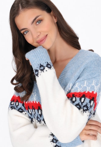 Cardigan oversize usha BLUE LABEL en blanc