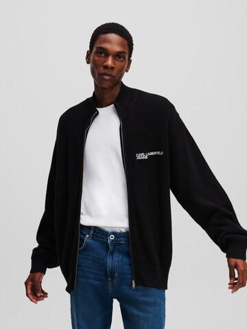 KARL LAGERFELD JEANS Knit cardigan 'ZIP-UP' in Black: front