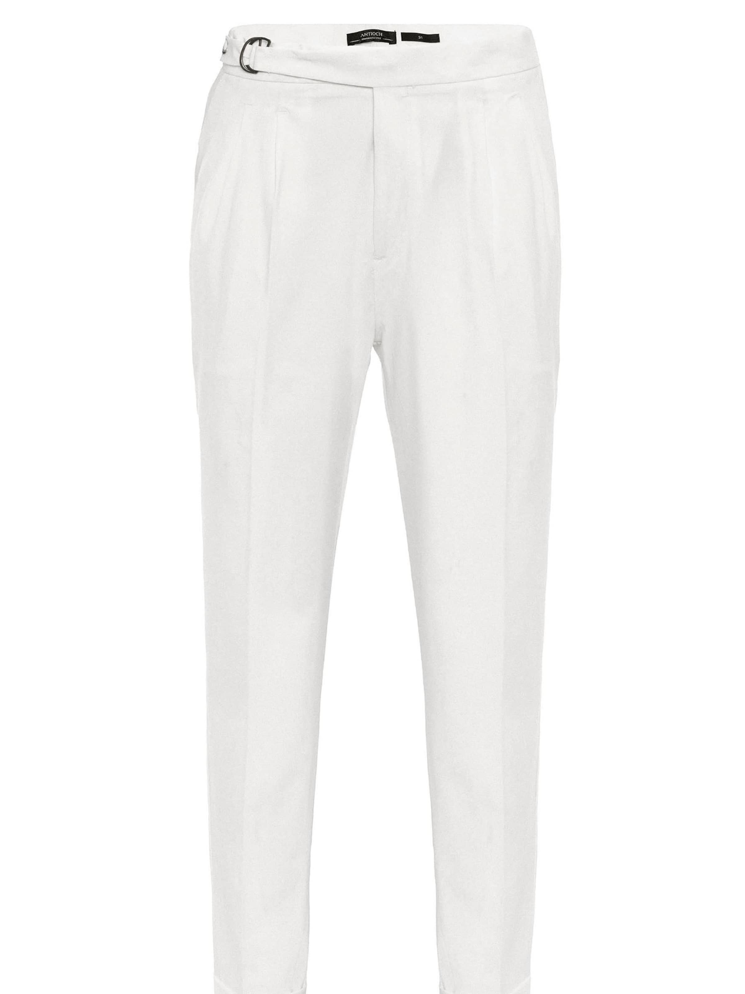 Antioch Štandardný strih Plisované nohavice - Biela: predná strana