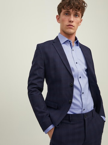 JACK & JONES Slim fit Button Up Shirt 'Royal' in Blue