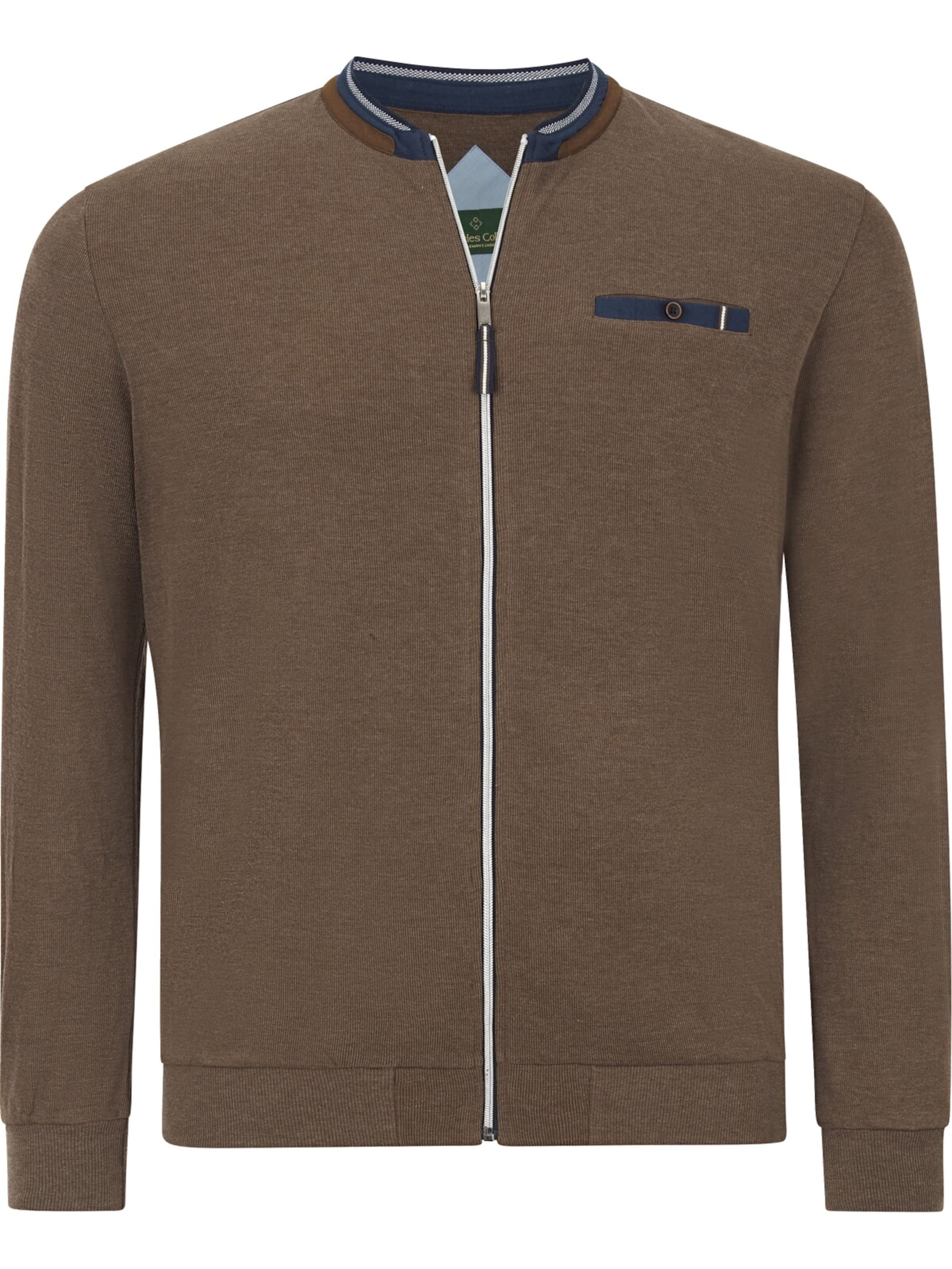 Charles Colby Sweatjacke ' Duke Rupold ' in Braun: Vorderseite