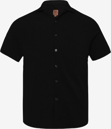 Coupe regular Chemise 'Zion ' Campus Sutra en noir : devant