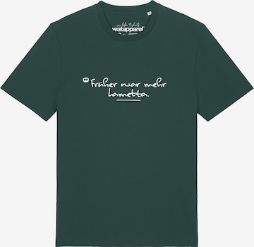 Maglietta 'Früher War Mehr Lametta' di Watapparel in verde: frontale