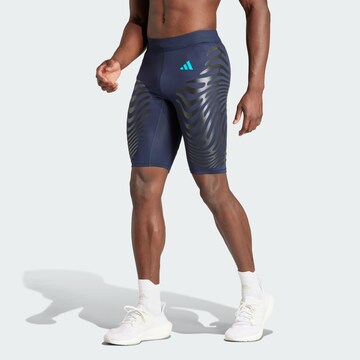 ADIDAS PERFORMANCE Skinny Sportbroek 'Adizero' in Blauw: voorkant