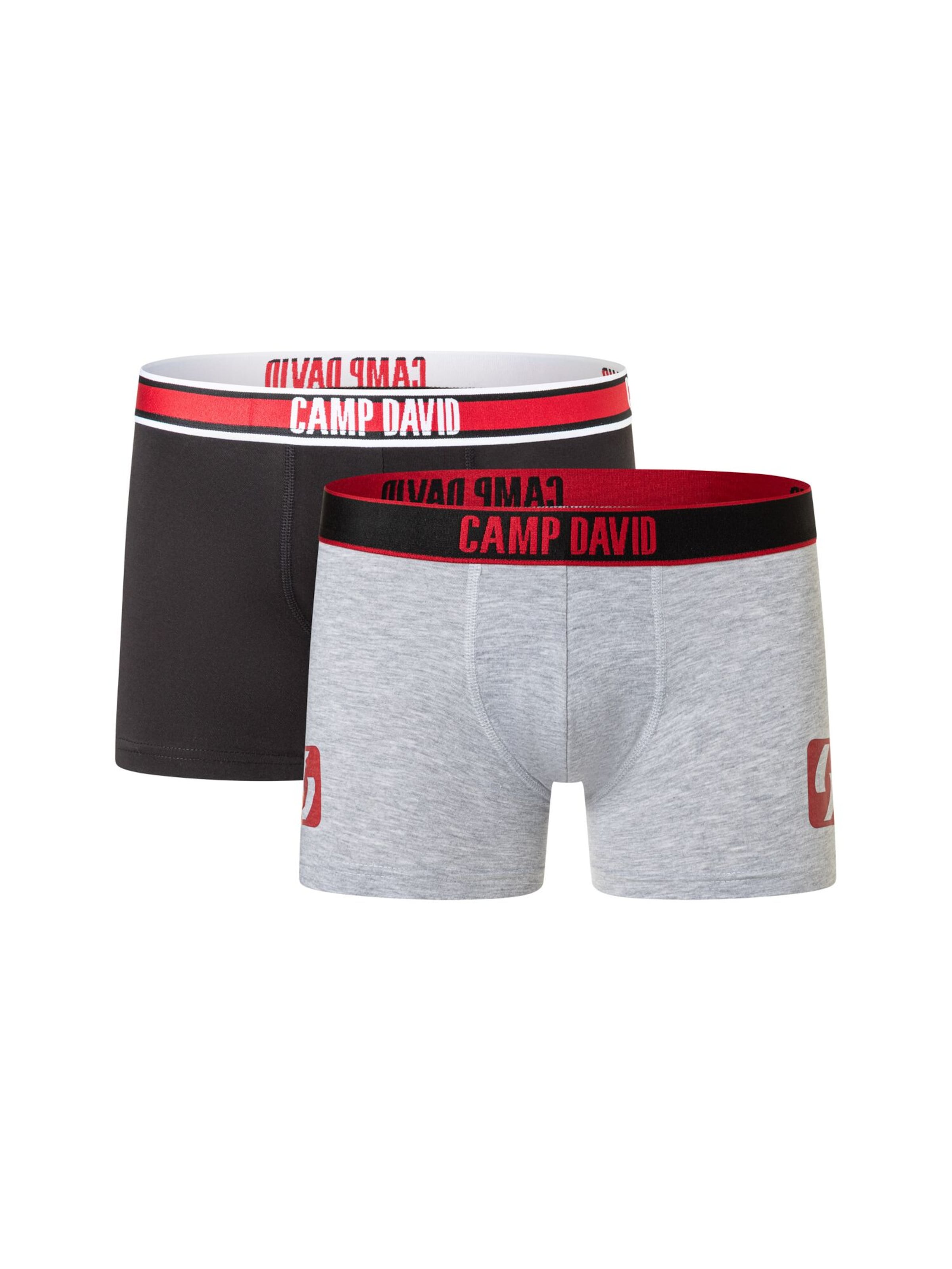 CAMP DAVID Boxershorts in XXL in grau / rot / schwarz, Produktansicht