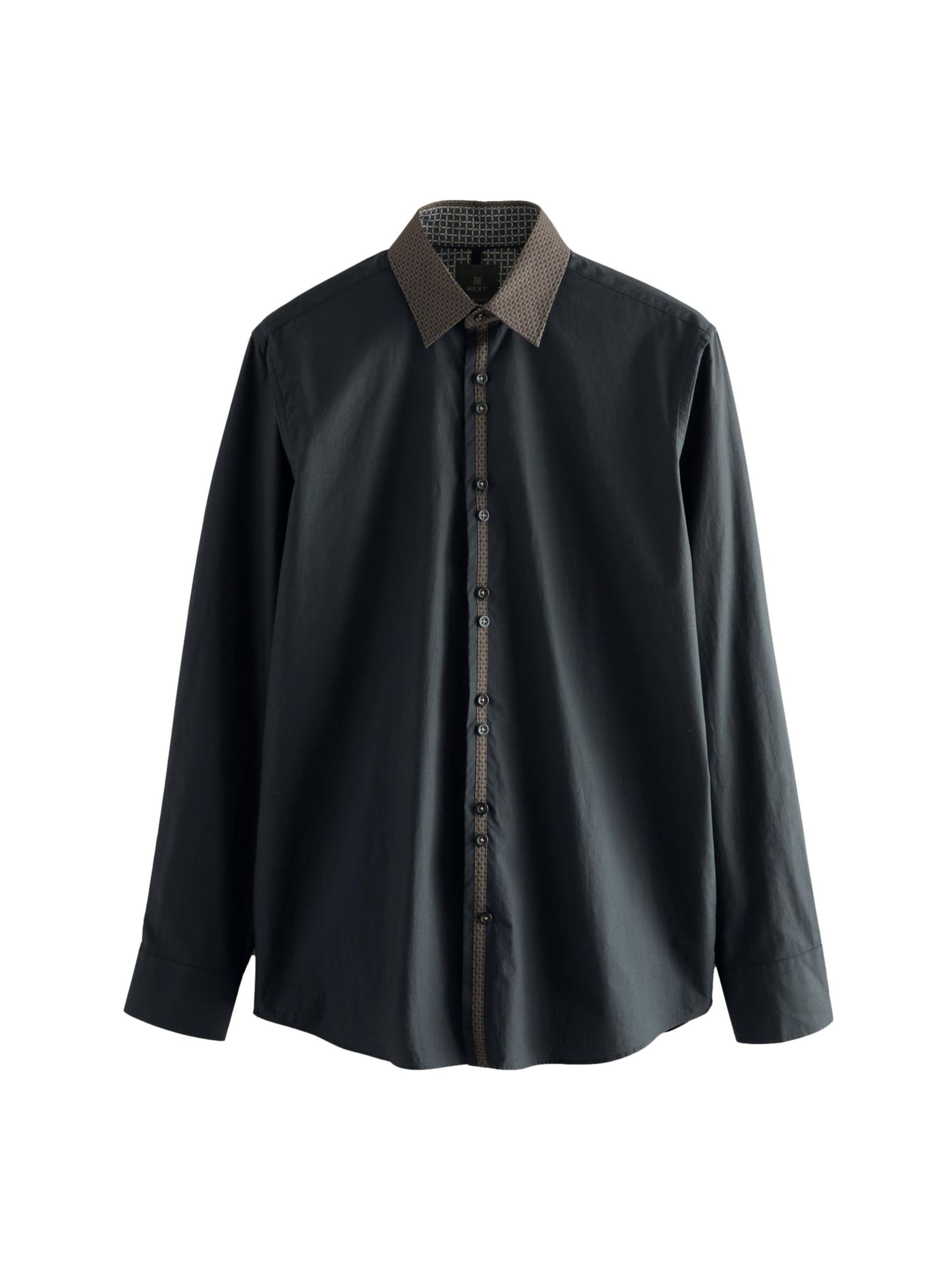 Next Regular fit Overhemd in Zwart: voorkant