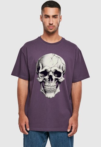 Merchcode Shirt 'Halloween - Skull' in Lila: voorkant