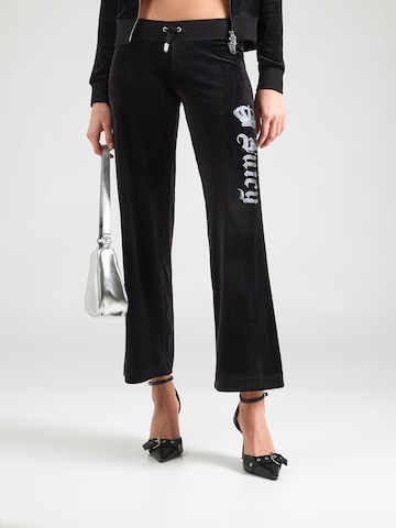 Juicy CoutureWide Leg/ Široke nogavice Hlače 'Gothic Crown' - crna boja: prednji dio
