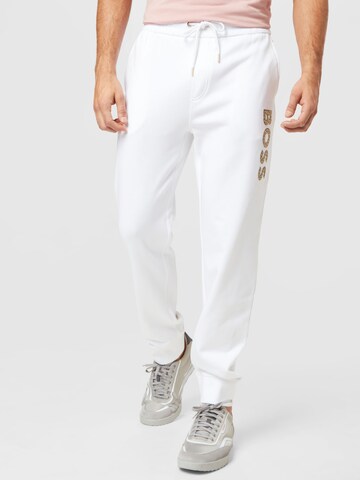 BOSS Black Tapered Trousers 'Lamont' in White: front