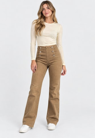 Elara Wide leg Jeans in Grey: front
