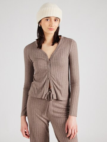 PIECES Knit Cardigan 'PCIris' in Brown: front
