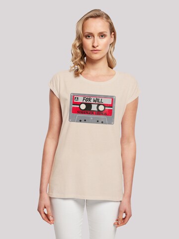 F4NT4STIC Shirt 'Stranger Things Cassette For Will Netflix TV Series' in Beige: front