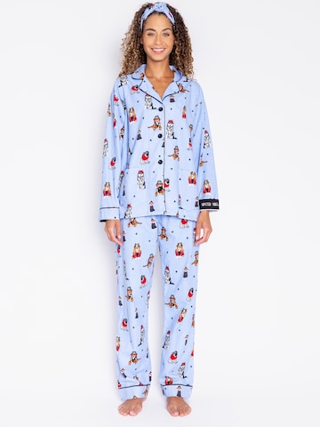 PJ Salvage Pyjama 'Flannels' in Blauw: voorkant