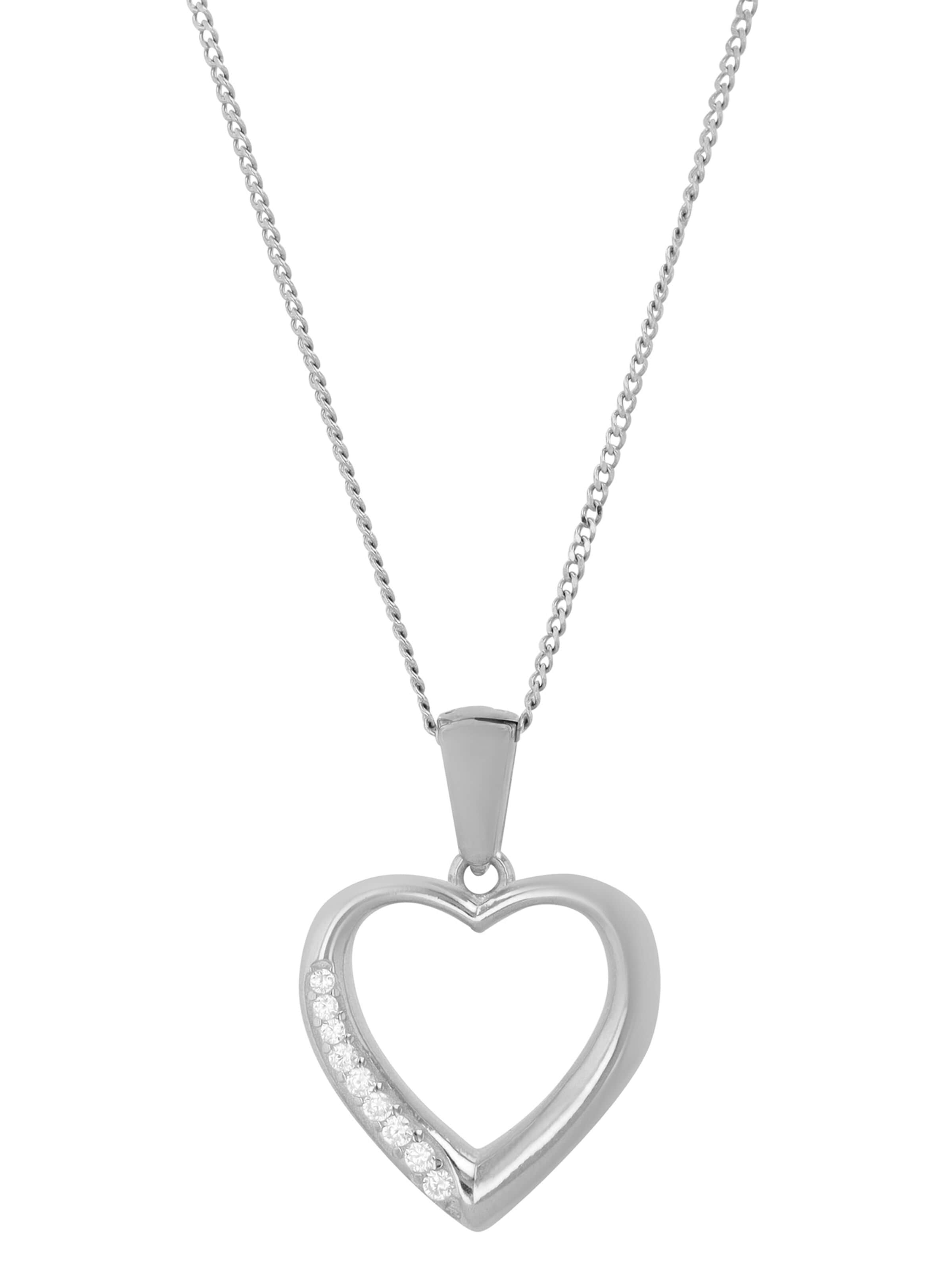 Akzent Pendant '"Dalia" aus 925 Sterlingsilber, rhodiniert, langlebig' in Silver: front