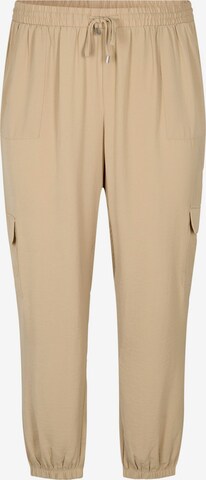 Effilé Pantalon cargo 'Cajoy' Zizzi en beige : devant