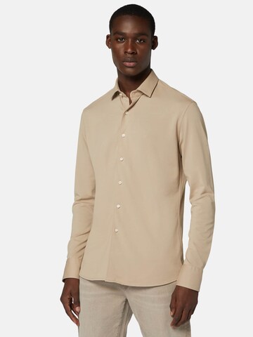 Coupe regular Chemise Boggi Milano en beige : devant