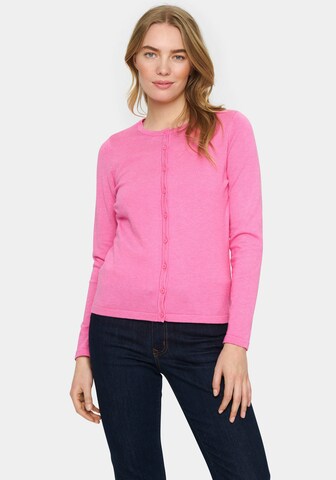 SAINT TROPEZ Knit Cardigan in Pink: front