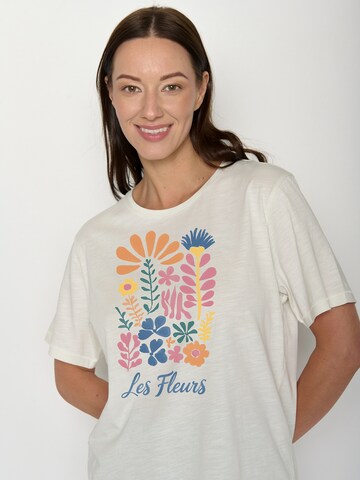 GREENBOMB Shirt 'Nova Les Fleurs' in White