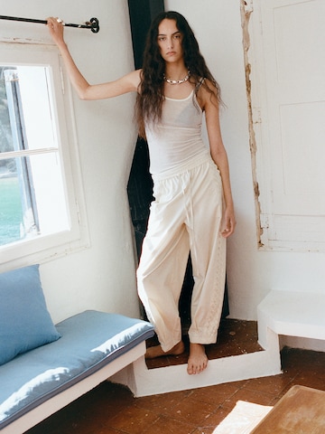 MANGO Tapered Bukser 'Paola' i beige