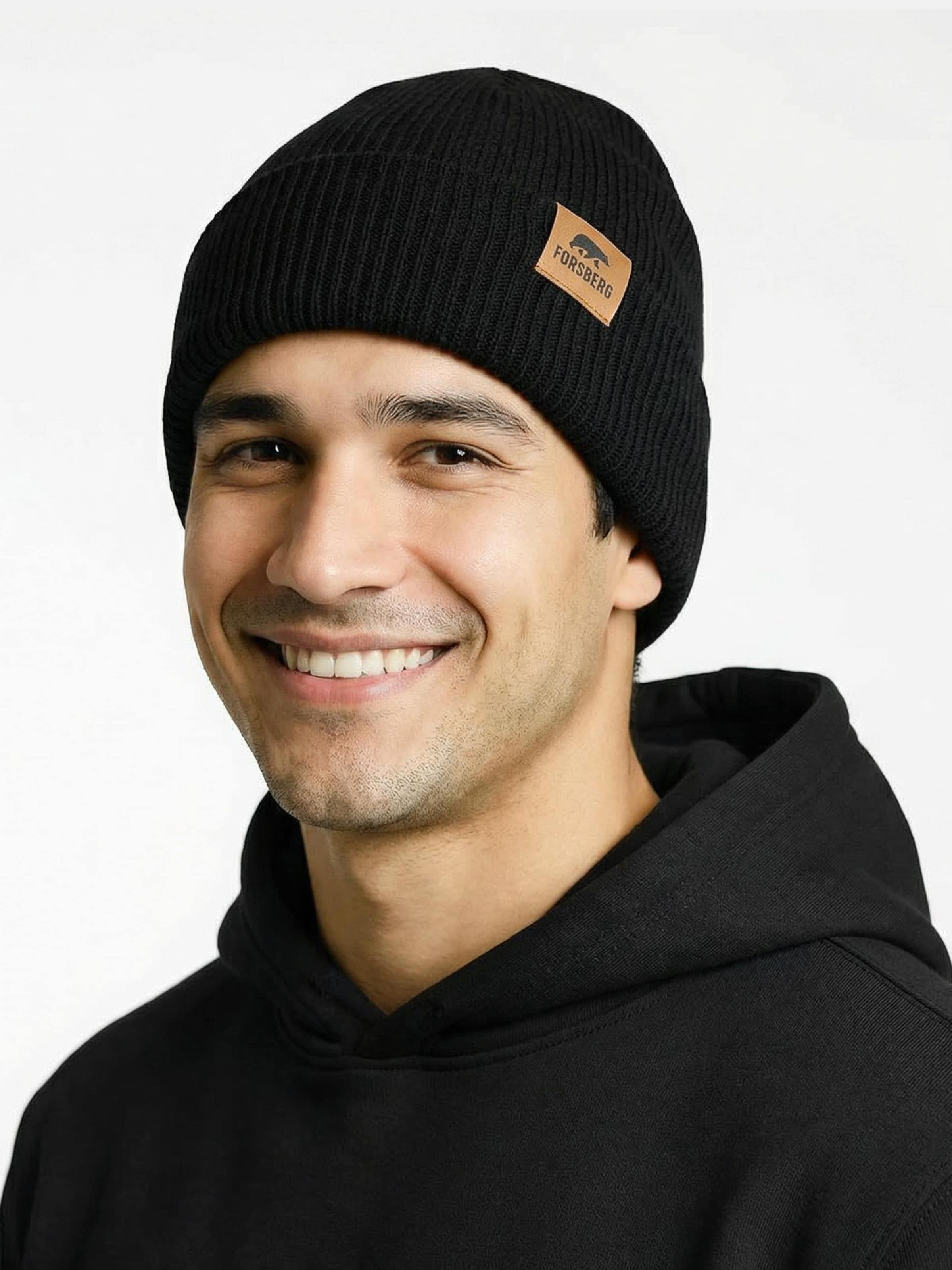 FORSBERG Mütze 'Beanie'‌‌‌‌‌‌‌‌ in Schwarz: Vorderseite