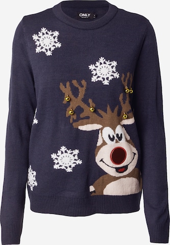 ONLY Sweater 'XMAS BELL' in Blue: front