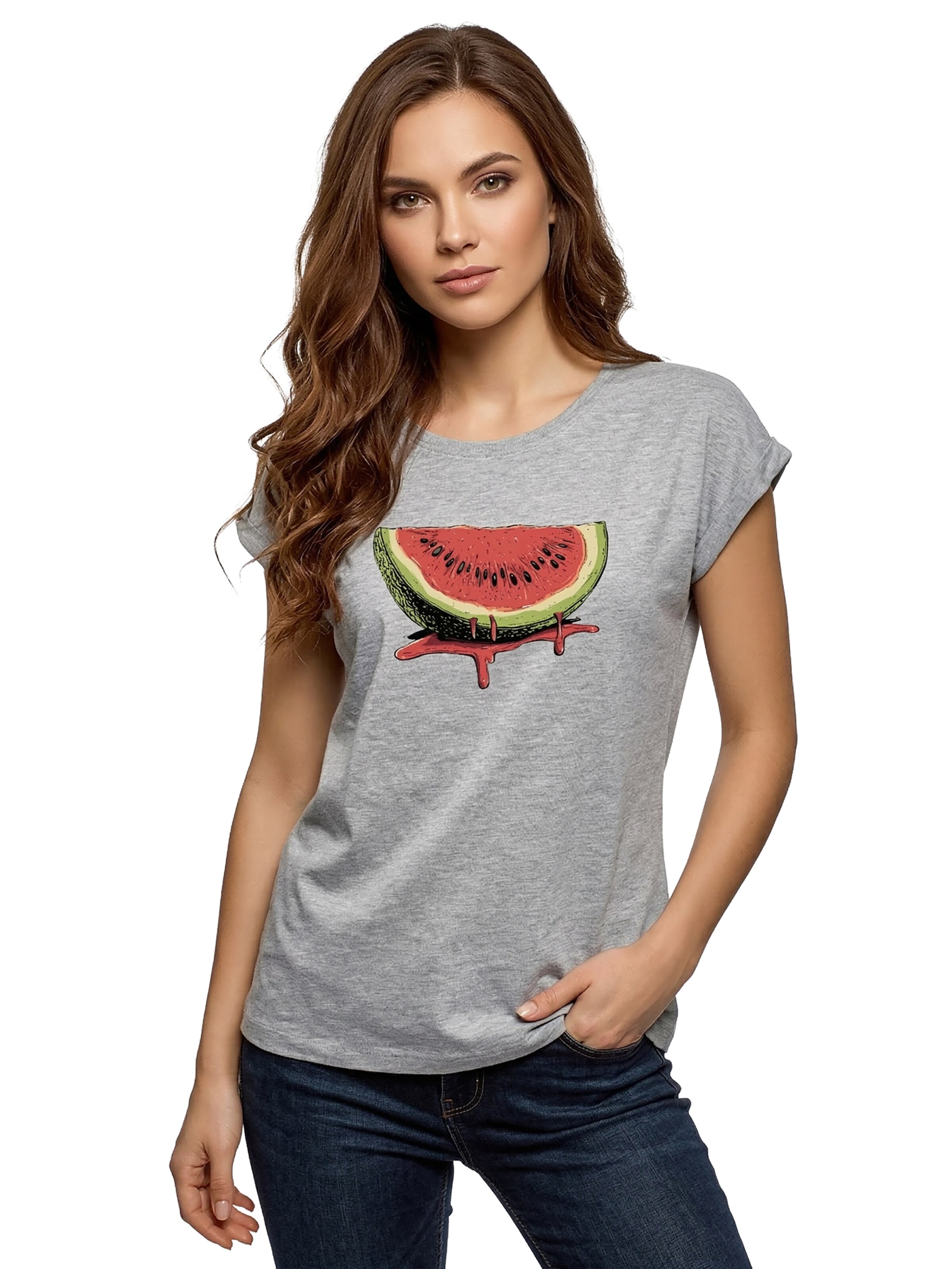 MAKAYA Shirt 'Watermelon' in Grey: front
