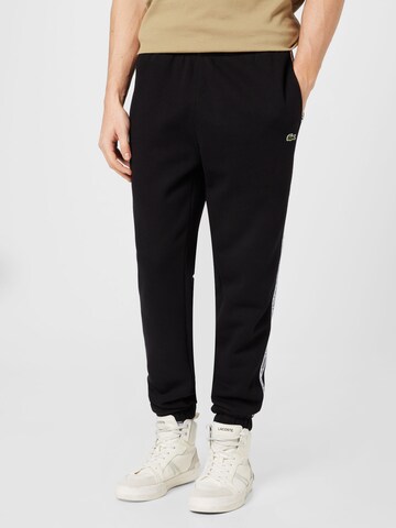 LACOSTE Tapered Pants in Black: front