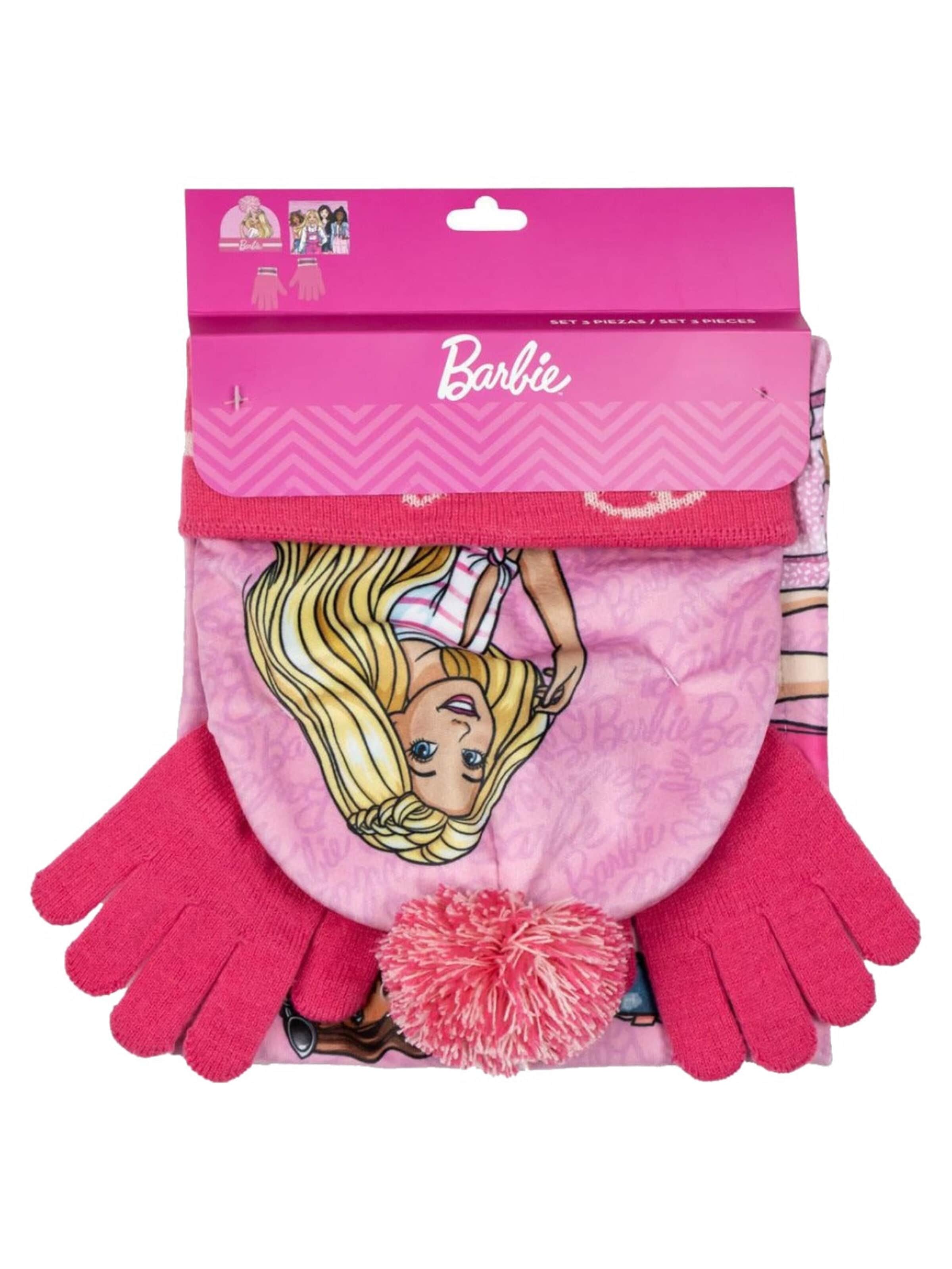 BARBIE Muts 'Barbie Winterset Muts Handschoenen Sjaal Meisjes' in Roze