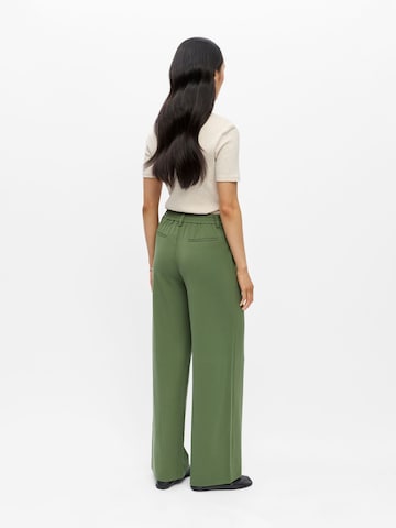 OBJECT Wide leg Pleat-Front Pants 'OBJLisa' in Green