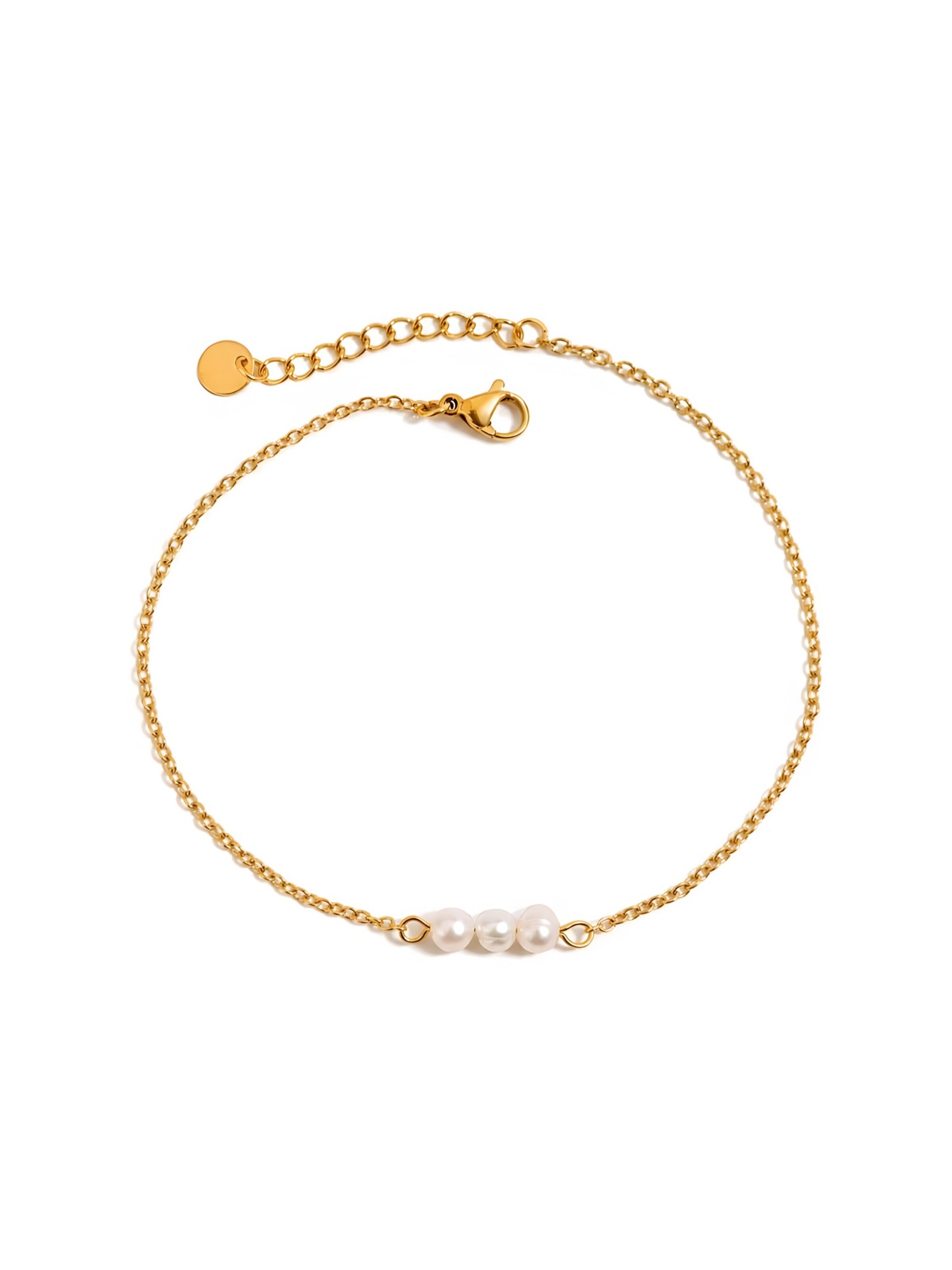 hiBALI Fußschmuck 'Pearly Anklet'‌‌‌‌‌‌‌‌‌ in Gold: Vorderseite