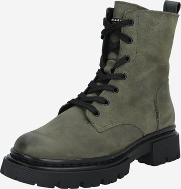 BULLBOXER Lace-Up Ankle Boots in Green: front