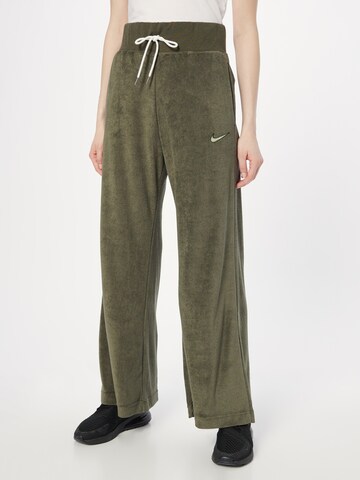 Wide Leg Pantalon Nike Sportswear en vert : devant