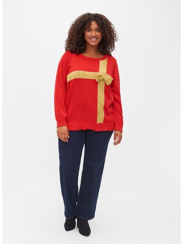 Zizzi Pullover 'MGIFT' in Rot