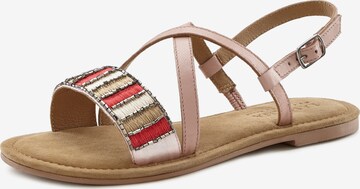 LASCANA Sandalen met riem in Roze: voorkant