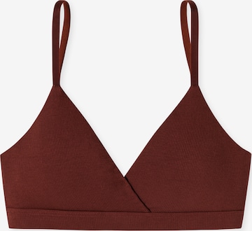 SCHIESSER Triangle Bra 'Pure Rib' in Brown: front