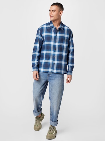 By Garment Makers Comfort fit Button Up Shirt 'Storm' in Blue