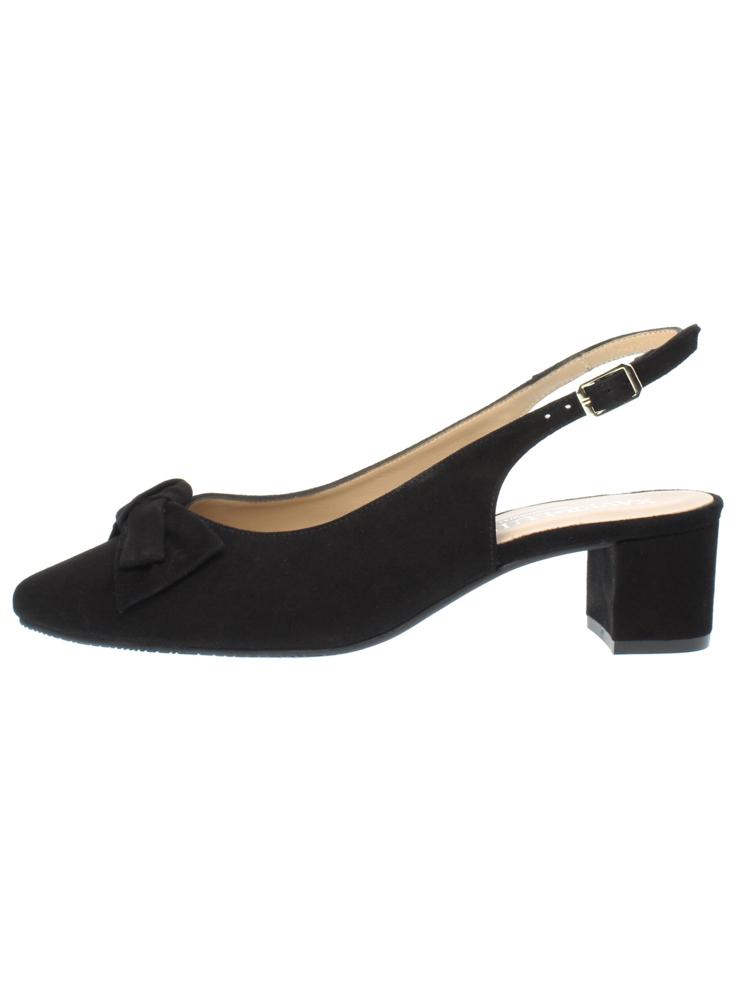 XAVER LUIS Schuhmanufaktur Slingback Pumps 'ISAR' in Black: front