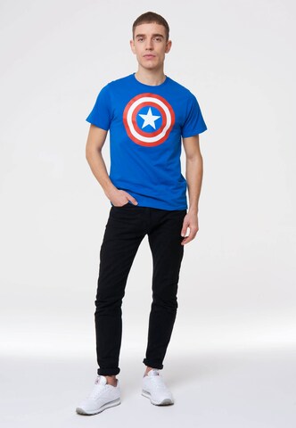 LOGOSHIRT Shirt 'Captain America' in Blauw